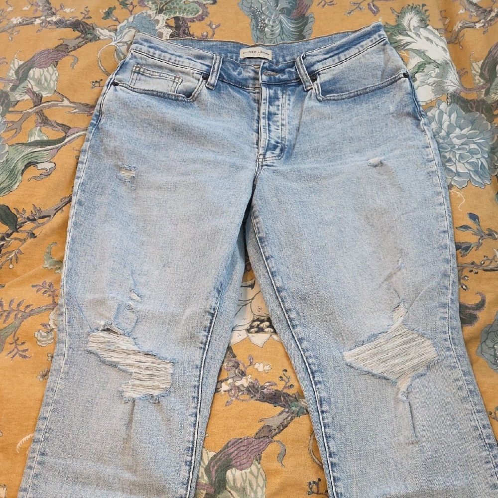 Stylish Light Blue Straight Leg Jeans